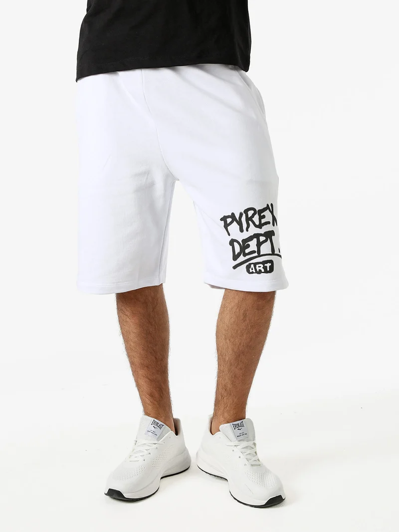 Bermuda sportivi da uomo in cotone con logo - bianco