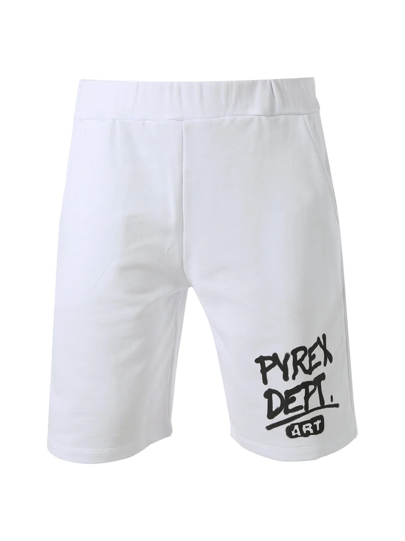 Bermuda sportivi da uomo in cotone con logo - bianco