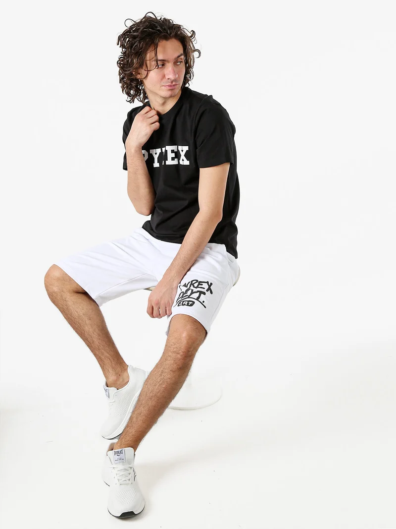 Bermuda sportivi da uomo in cotone con logo - bianco