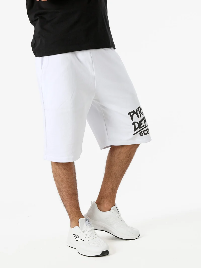 Bermuda sportivi da uomo in cotone con logo - bianco