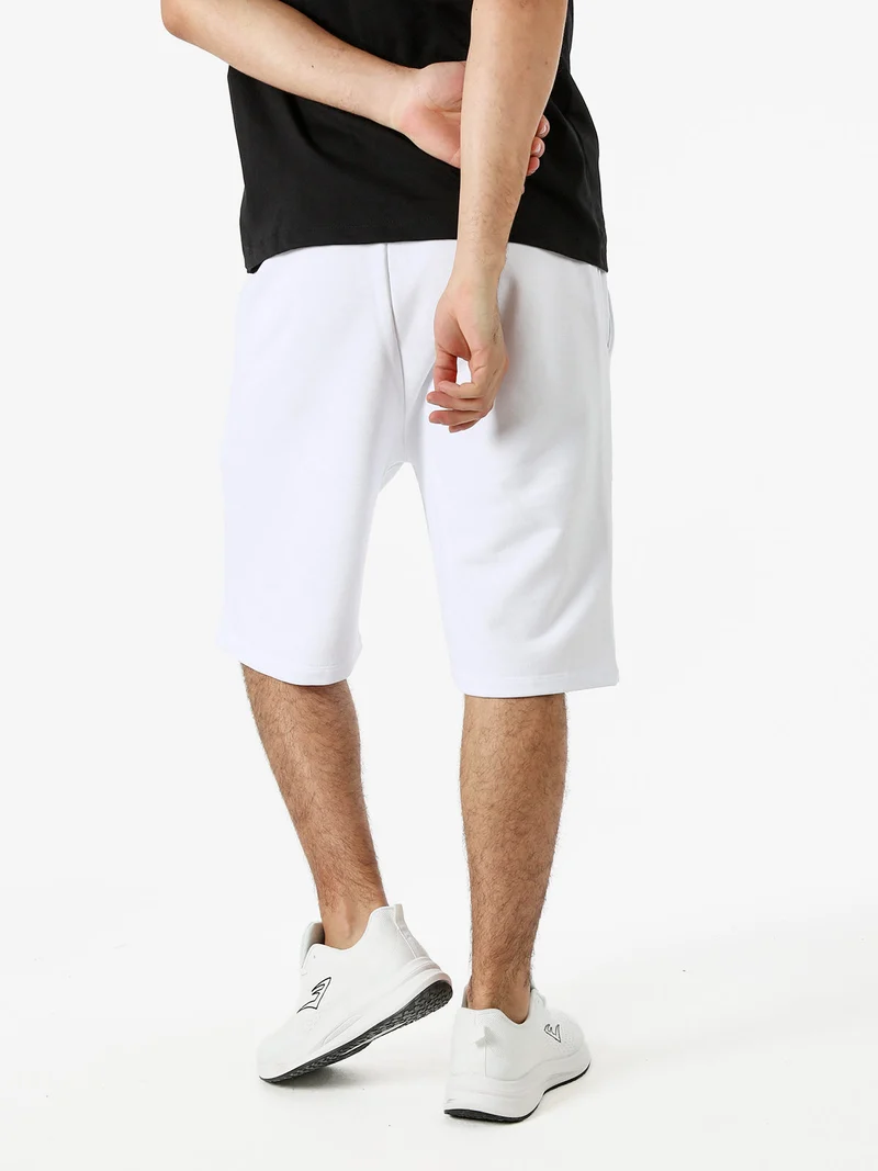 Bermuda sportivi da uomo in cotone con logo - bianco