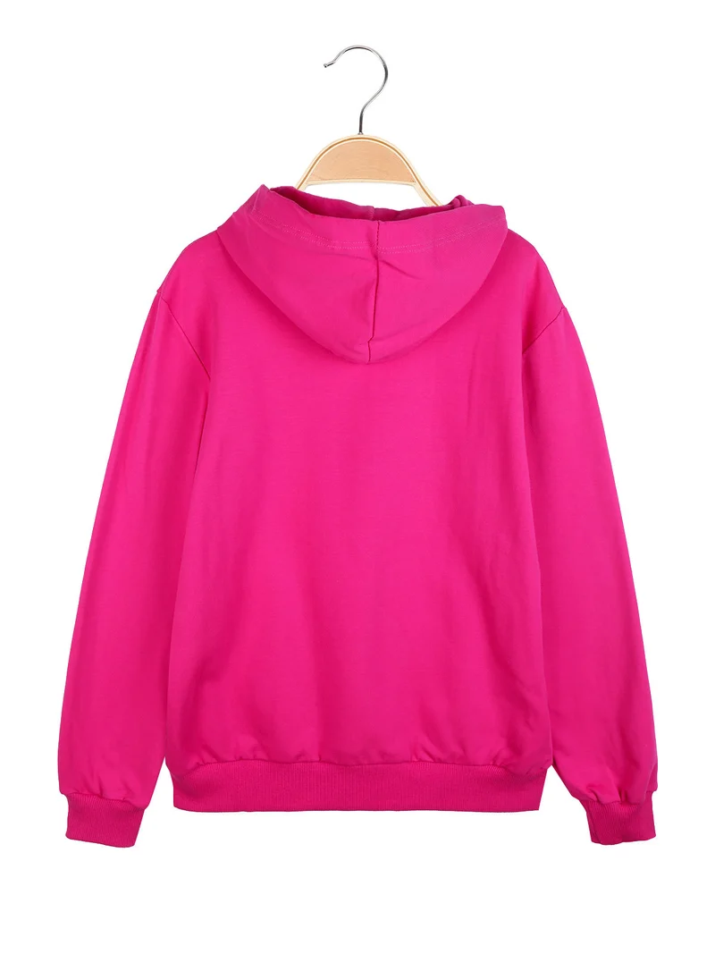 Felpa sportiva da ragazza con cappuccio - fucsia