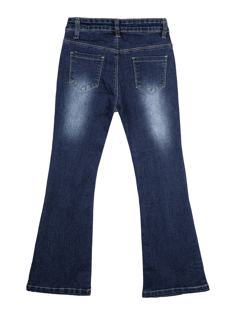 Jeans da bambina a zampa con pietre colorate - jeans