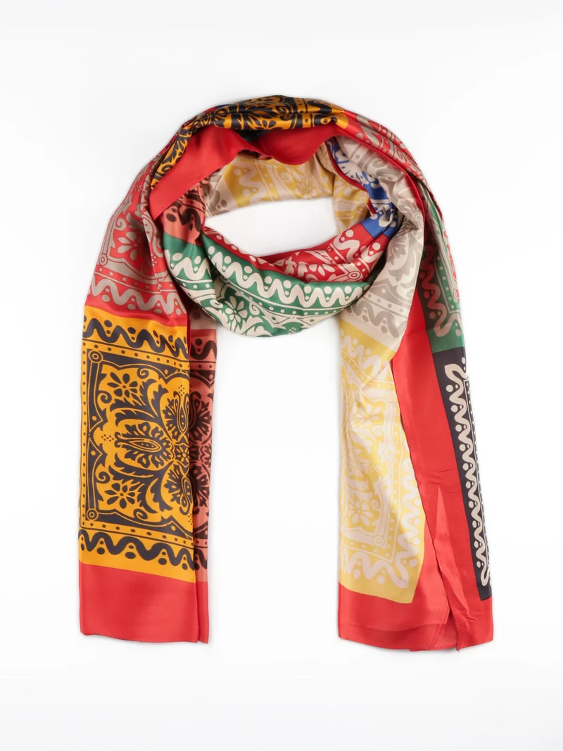 Foulard donna in viscosa con stampe - rosso