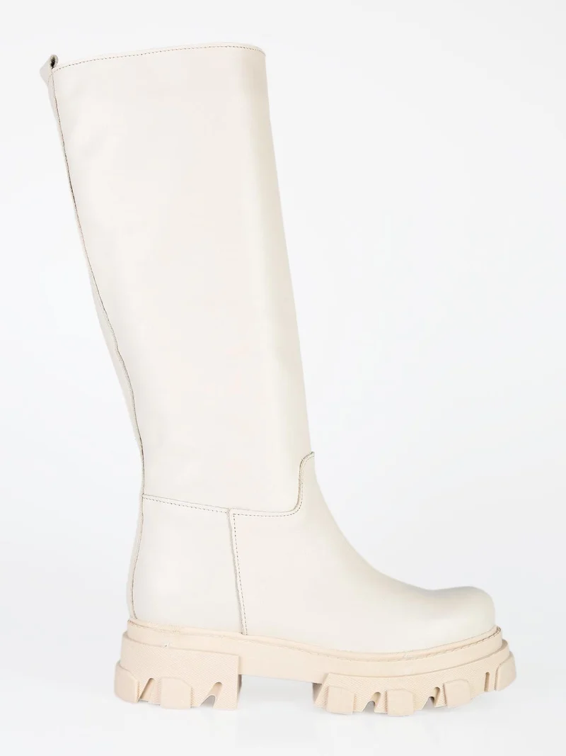 Stivali in pelle chelsea da donna - crema