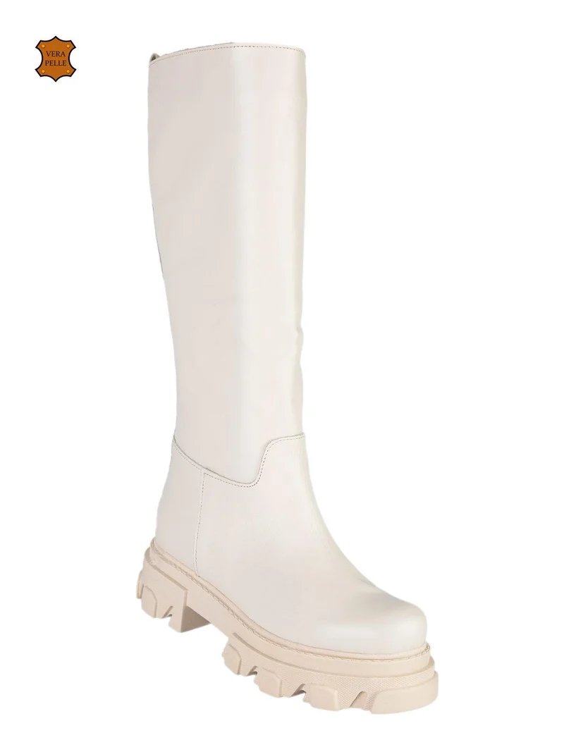 Stivali in pelle chelsea da donna - crema