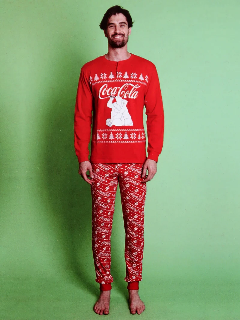 Coca -Cola Pigiama natalizio uomo in cotone - rosso