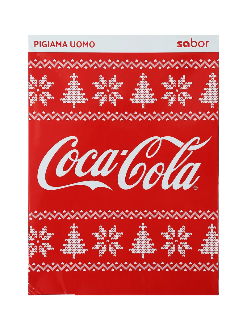 Coca -Cola Pigiama natalizio uomo in cotone - rosso
