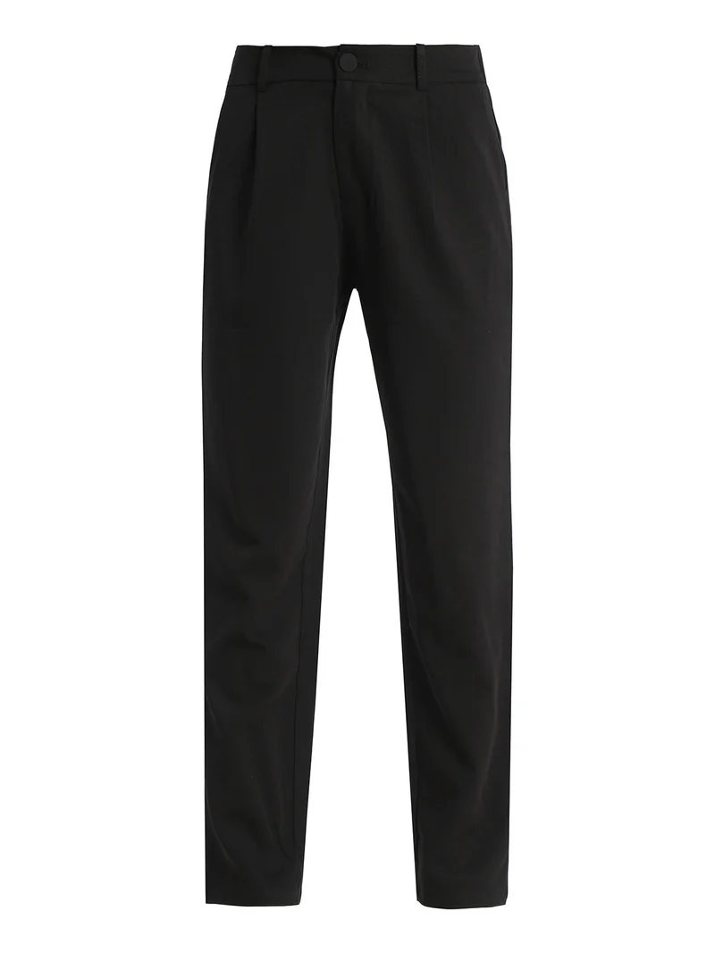 Pantaloni donna a vita alta gamba dritta - nero