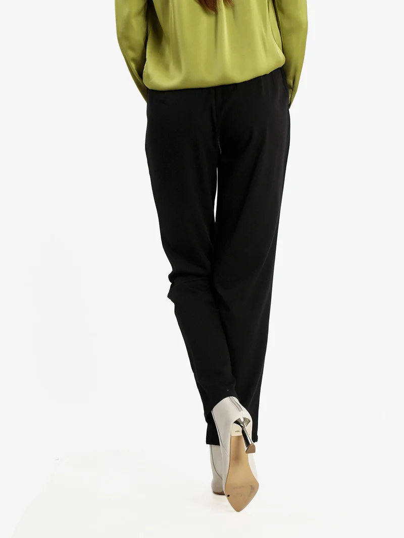 Pantaloni donna a vita alta gamba dritta - nero