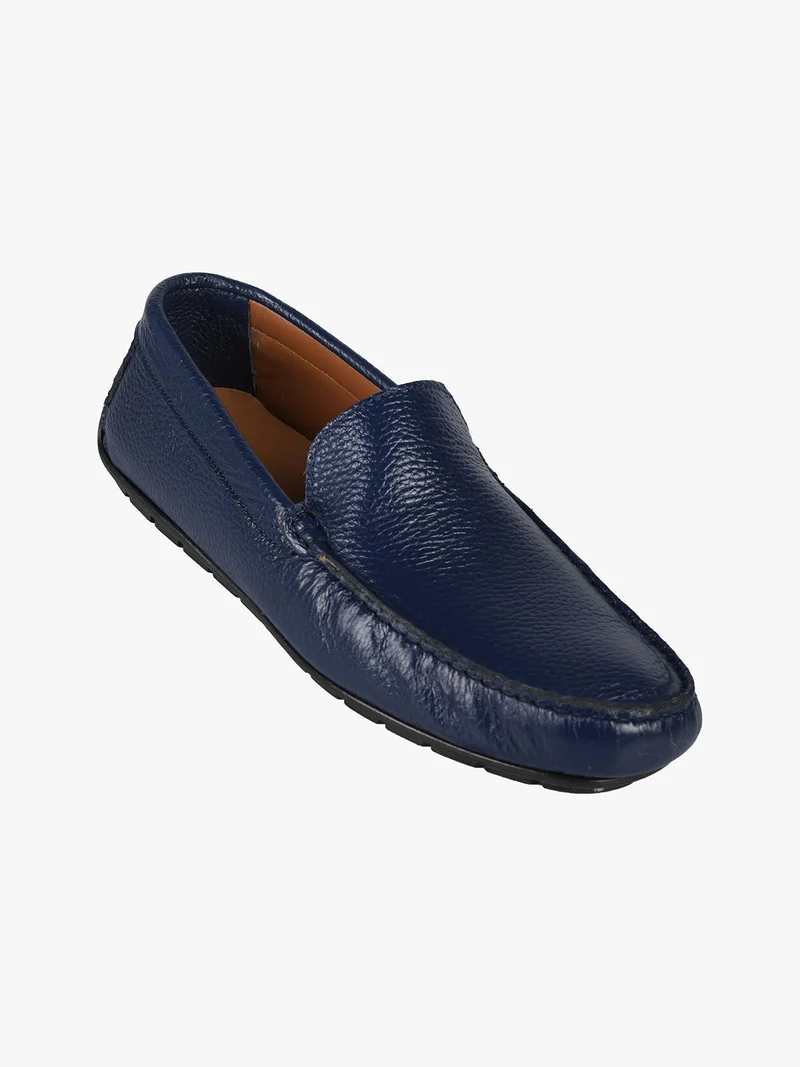 Mocassini in pelle da uomo - blu scuro