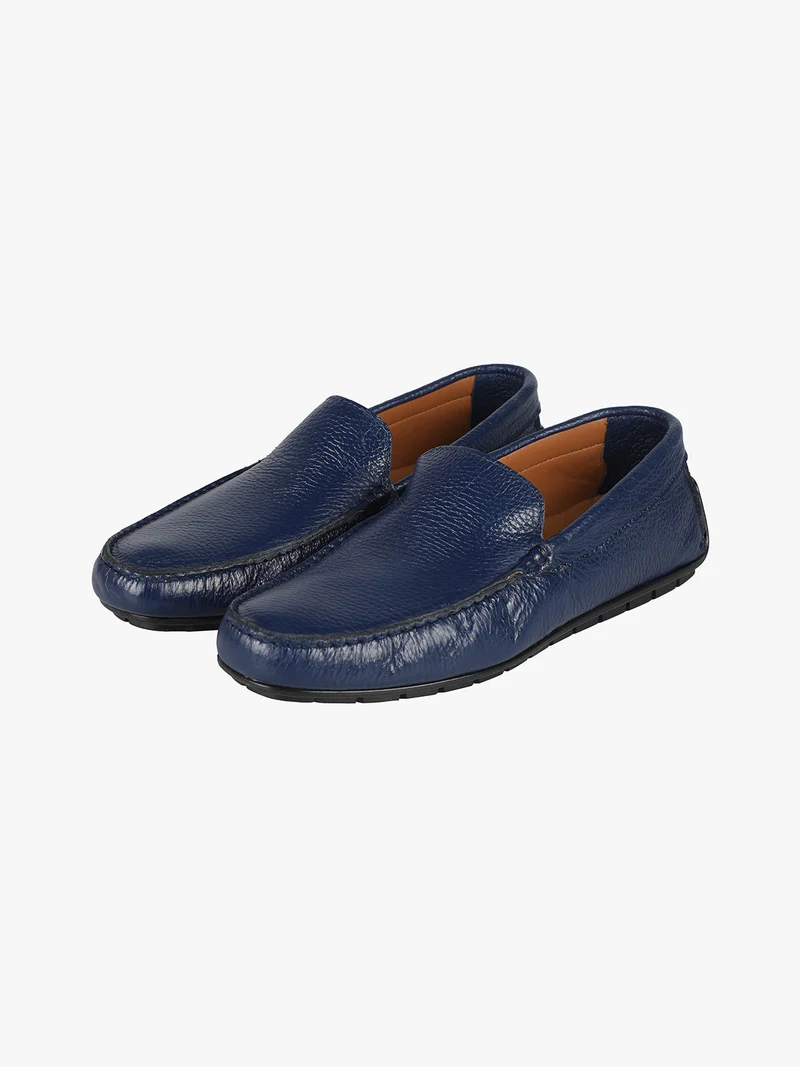 Mocassini in pelle da uomo - blu scuro