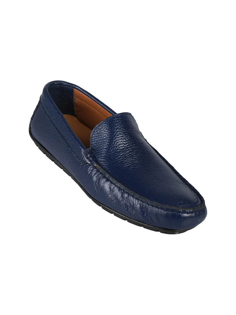 Mocassini in pelle da uomo - blu scuro