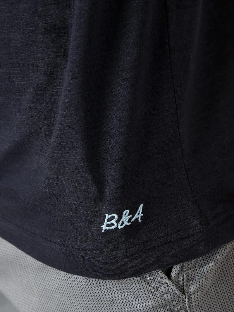 T-shirt da uomo in cotone con bottoncini - blu scuro