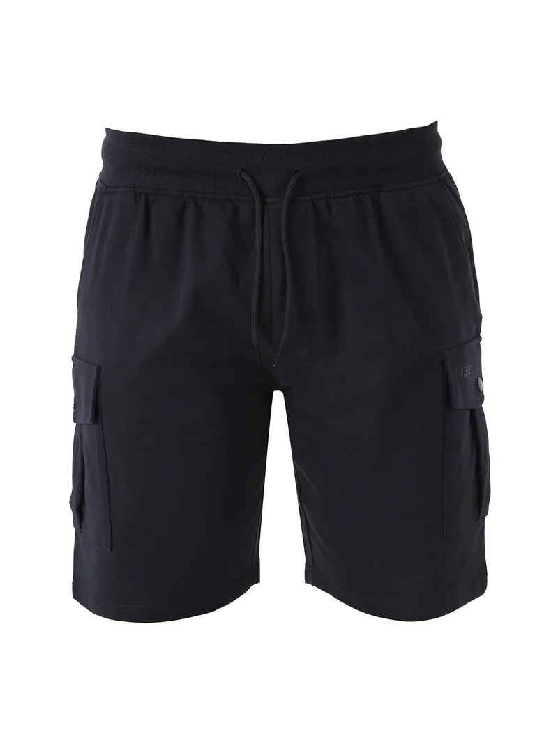 Bermuda da uomo in felpa con tasconi laterali - blu scuro