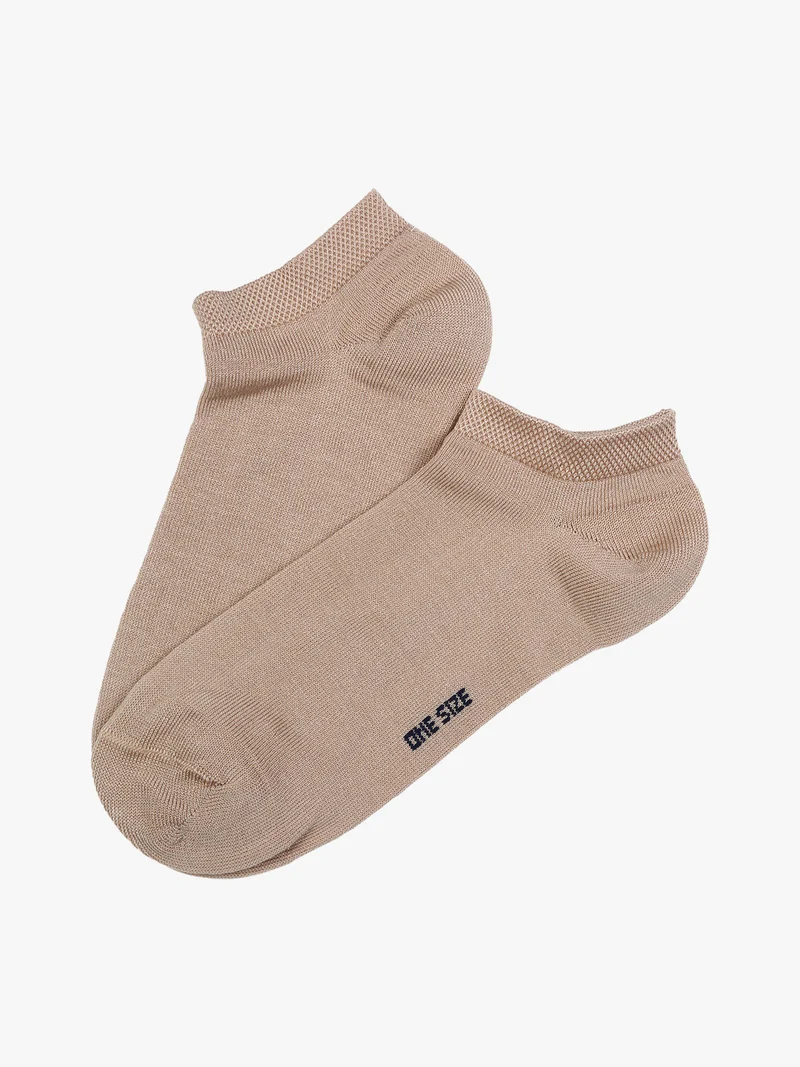 Calze corte sneaker da donna in cotone mercerizzato - khaki