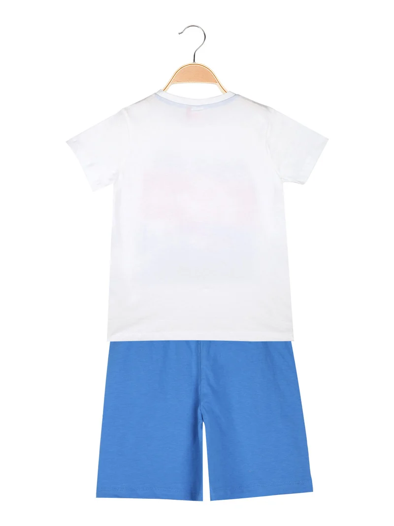 Completo corto da bambino in cotone con t-shirt e bermuda - bianco