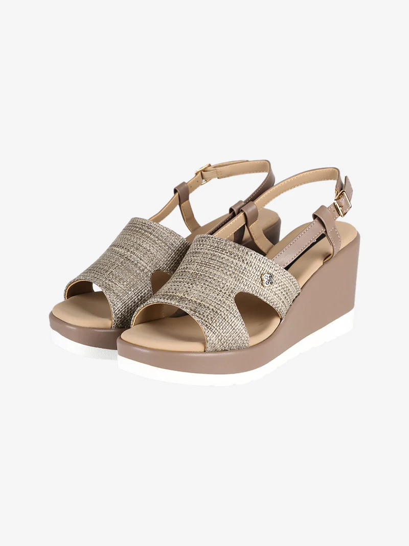 Sandali da donna con zeppa - khaki