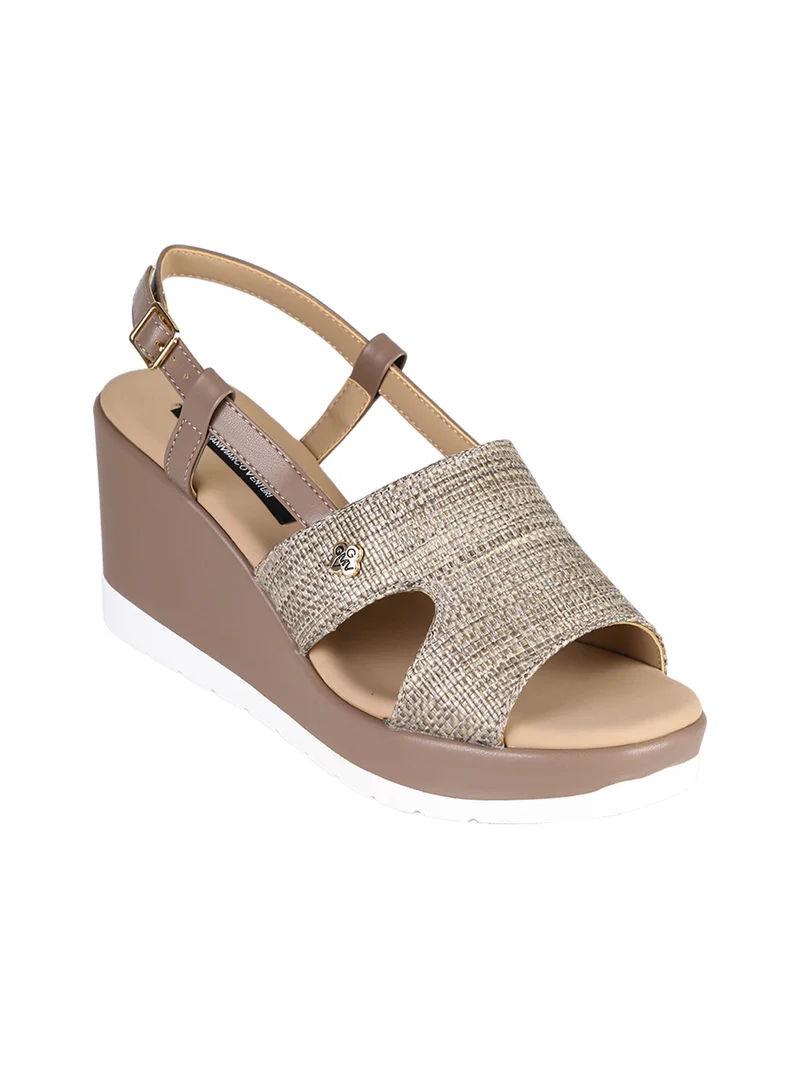 Sandali da donna con zeppa - khaki