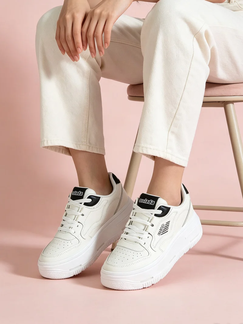 Sneakers donna con platform - bianco