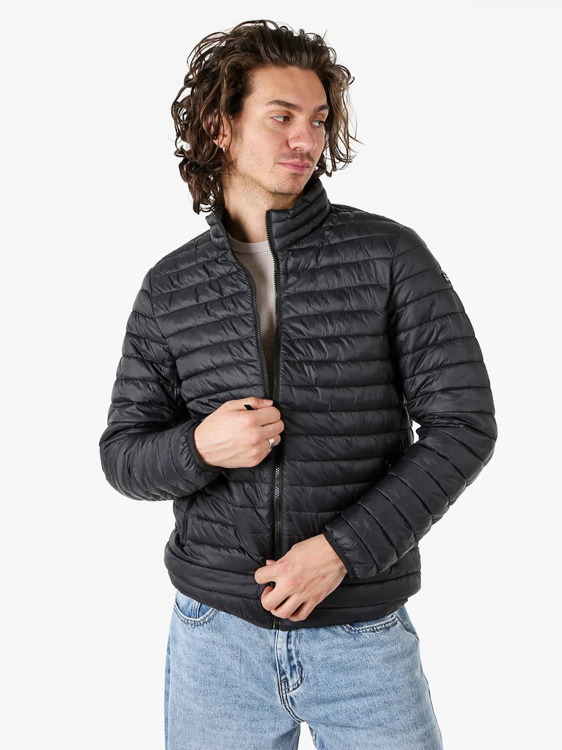 Piumino leggero da uomo con zip - nero