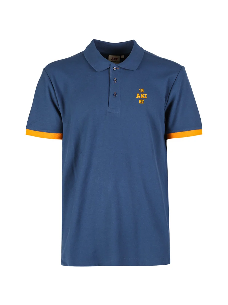 Polo da uomo in cotone a maniche corte - blu