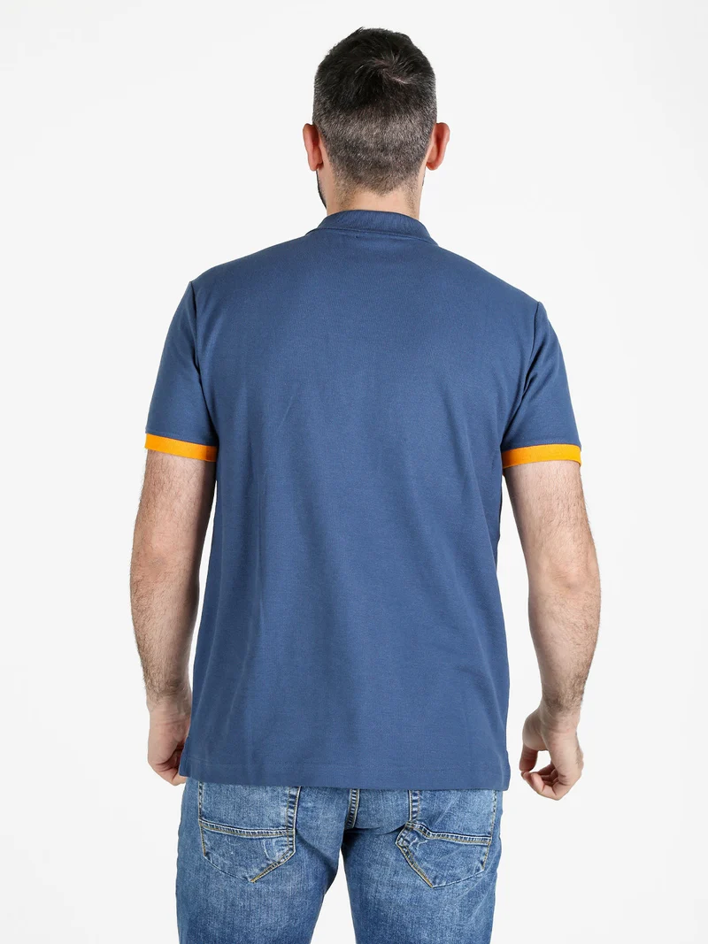 Polo da uomo in cotone a maniche corte - blu