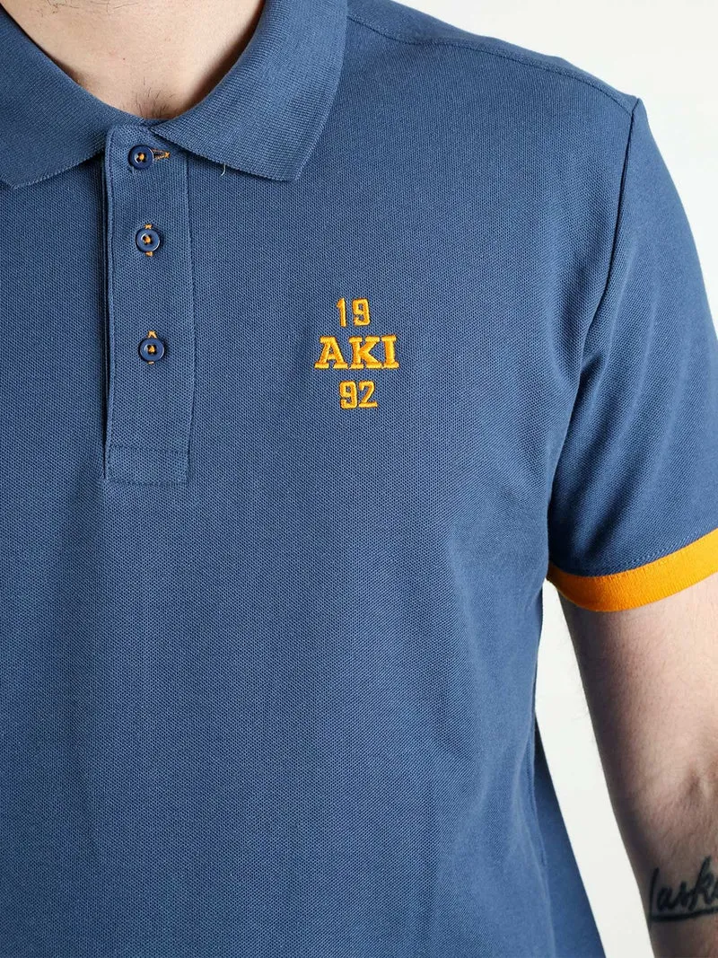 Polo da uomo in cotone a maniche corte - blu