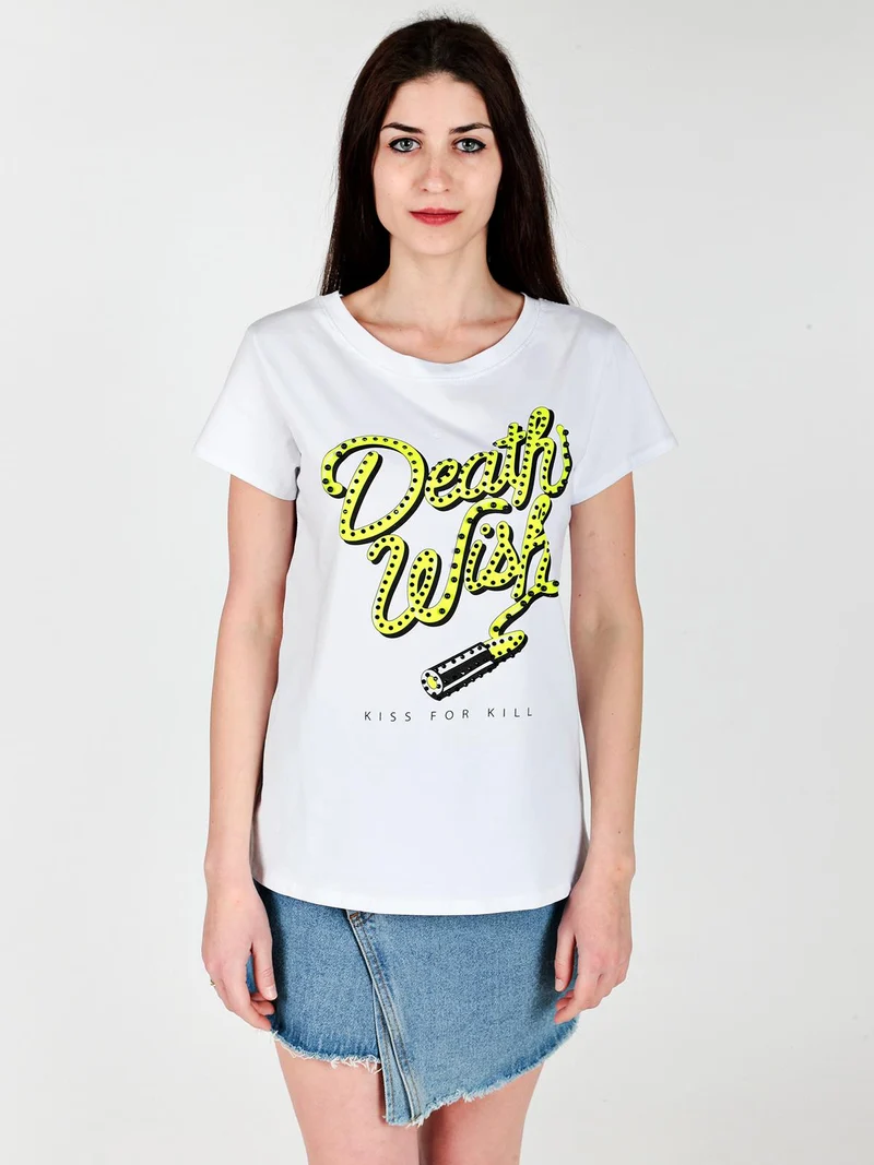 T-shirt girocollo con borchie e strass - verde