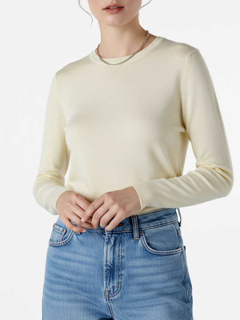Maglia girocollo da donna - giallo