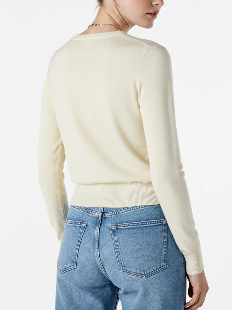 Maglia girocollo da donna - giallo