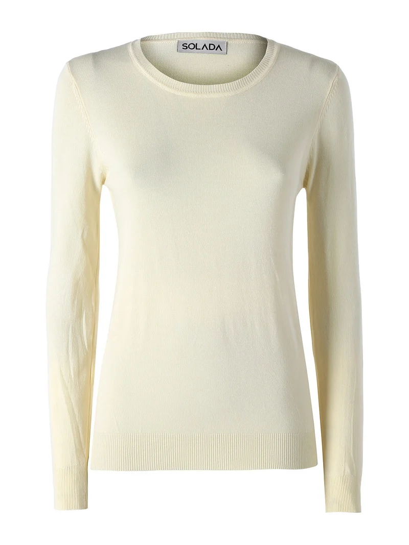 Maglia girocollo da donna - giallo