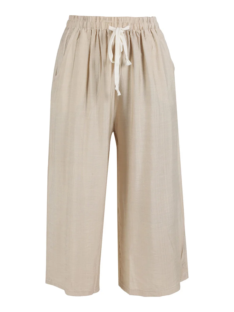 Pantaloni donna in misto cotone - beige