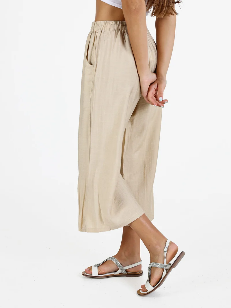 Pantaloni donna in misto cotone - beige