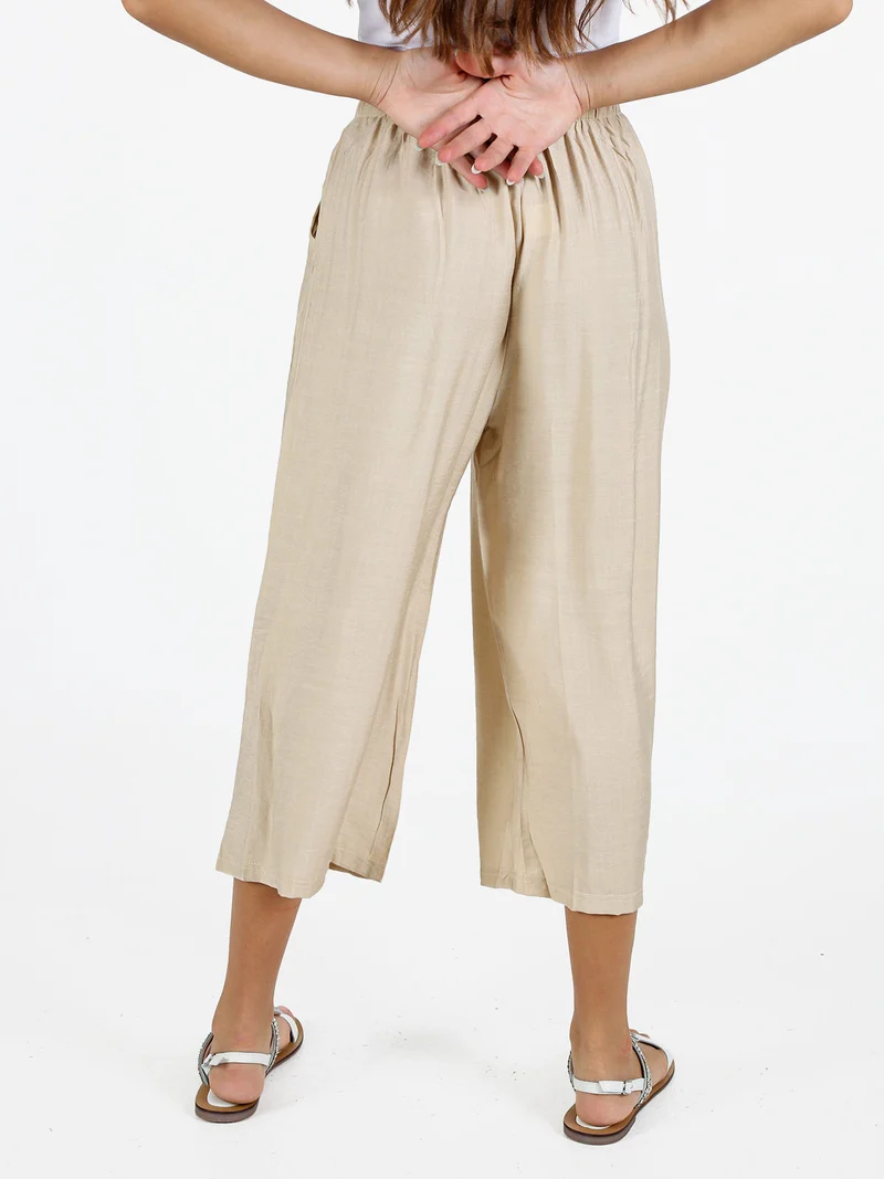 Pantaloni donna in misto cotone - beige