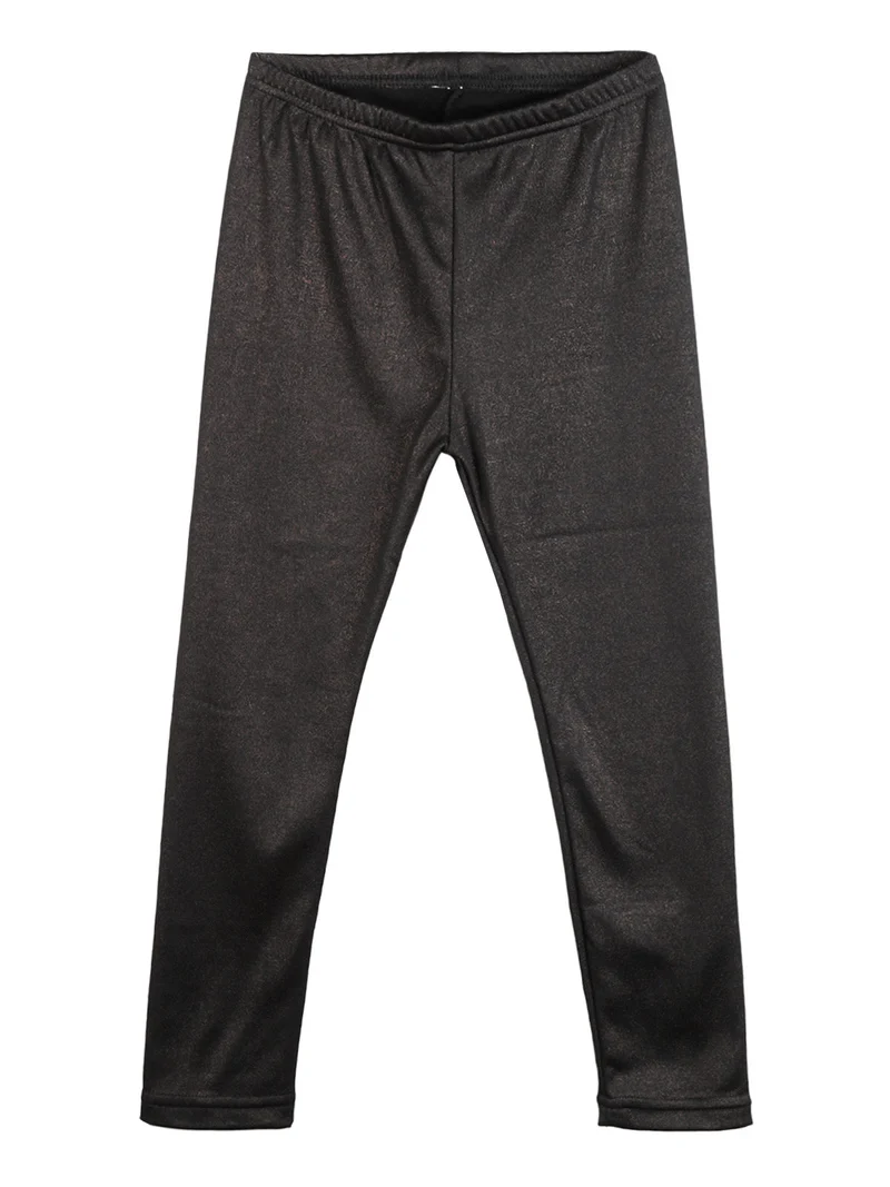 Completo 2 pezzi da bambina con leggings felpato - nero