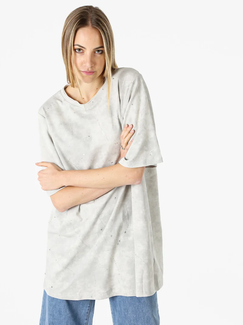Maxi t-shirt donna oversize in cotone - fango