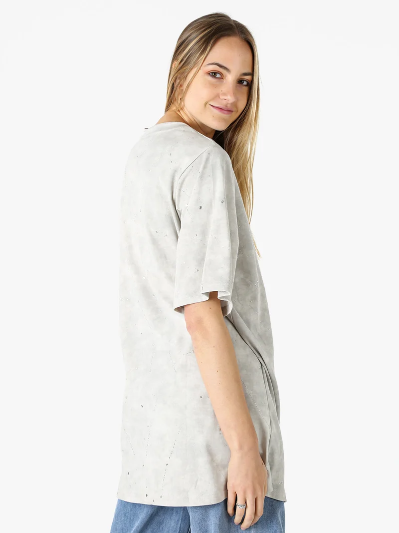 Maxi t-shirt donna oversize in cotone - fango