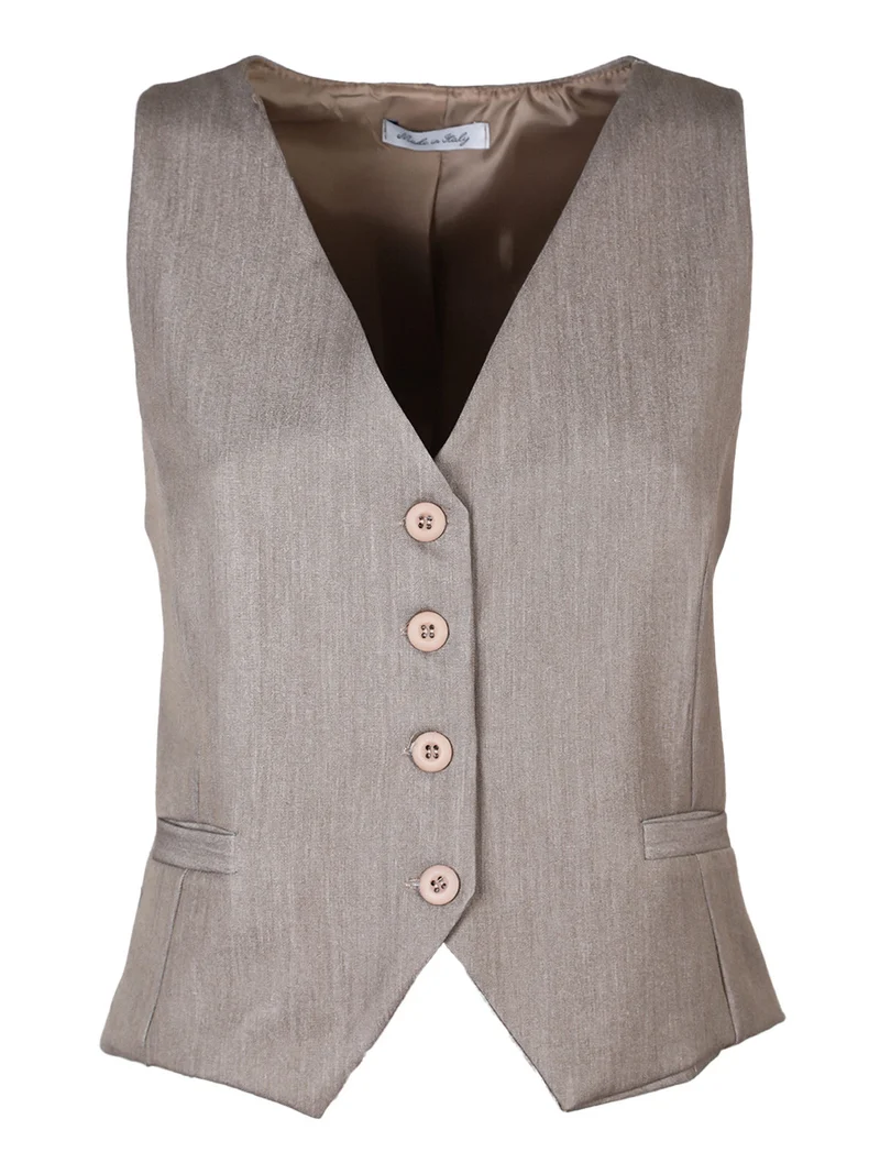 Gilet donna con bottoni - taupe