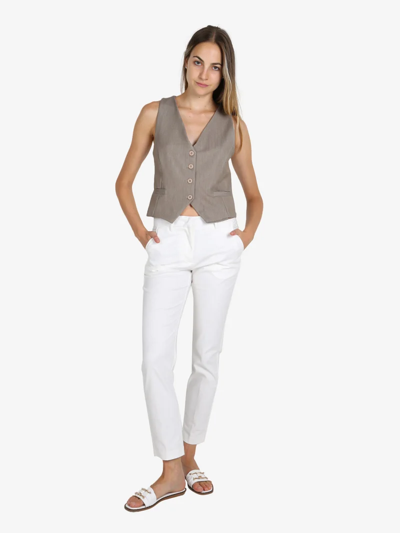 Gilet donna con bottoni - taupe