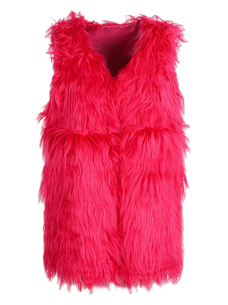 Gilet donna peloso - fucsia