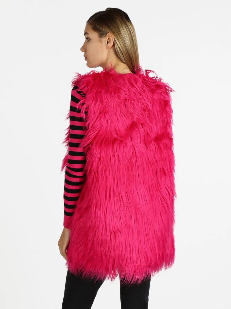 Gilet donna peloso - fucsia