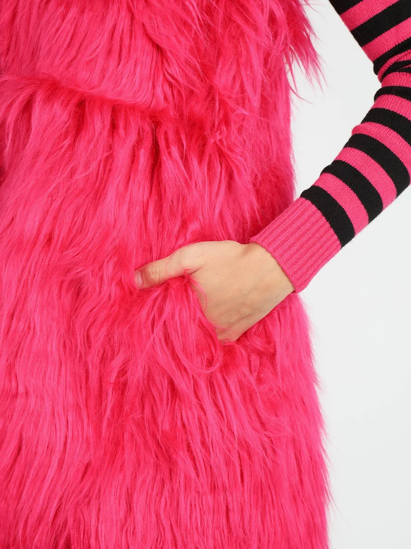 Gilet donna peloso - fucsia