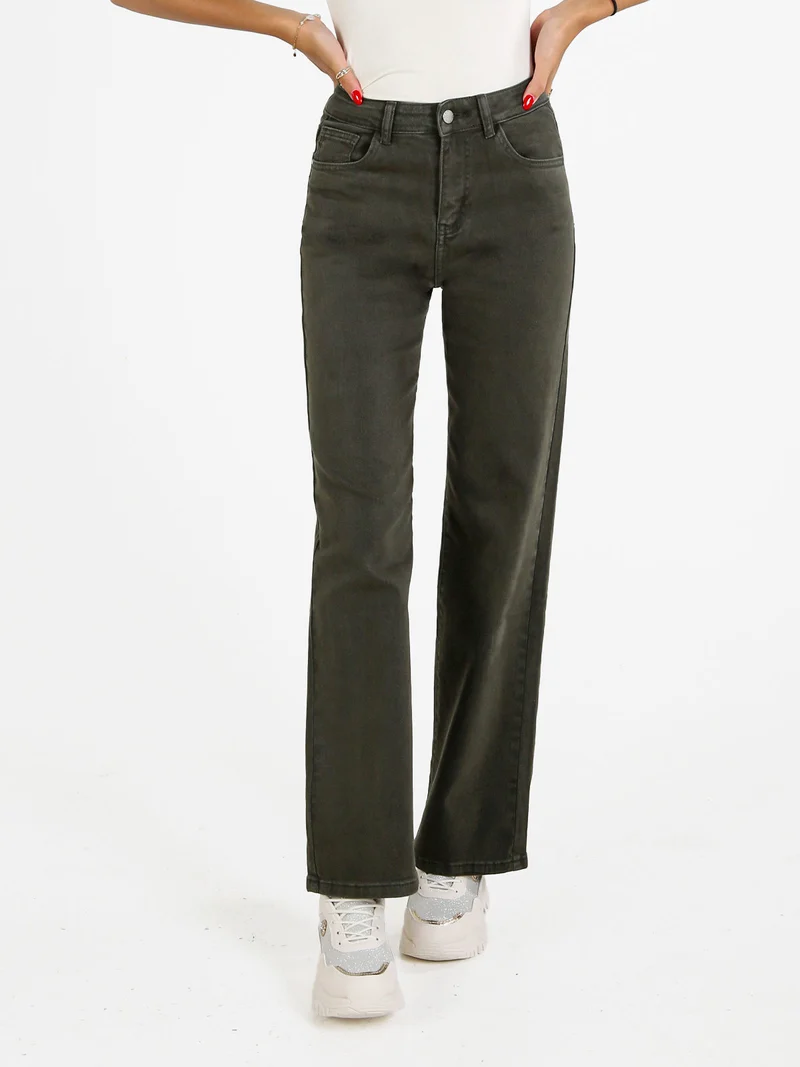 Jeans donna mom fit - verde
