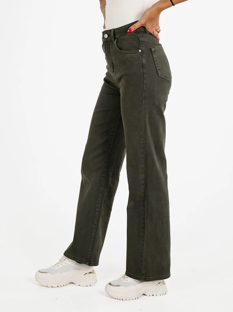 Jeans donna mom fit - verde