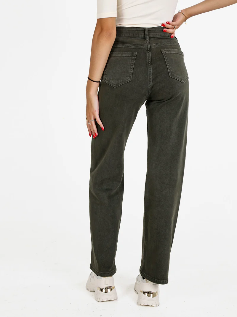 Jeans donna mom fit - verde