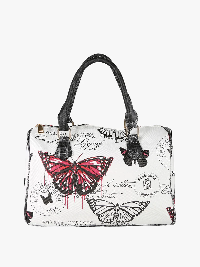 Borsa bauletto da donna con stampa farfalle - rosso