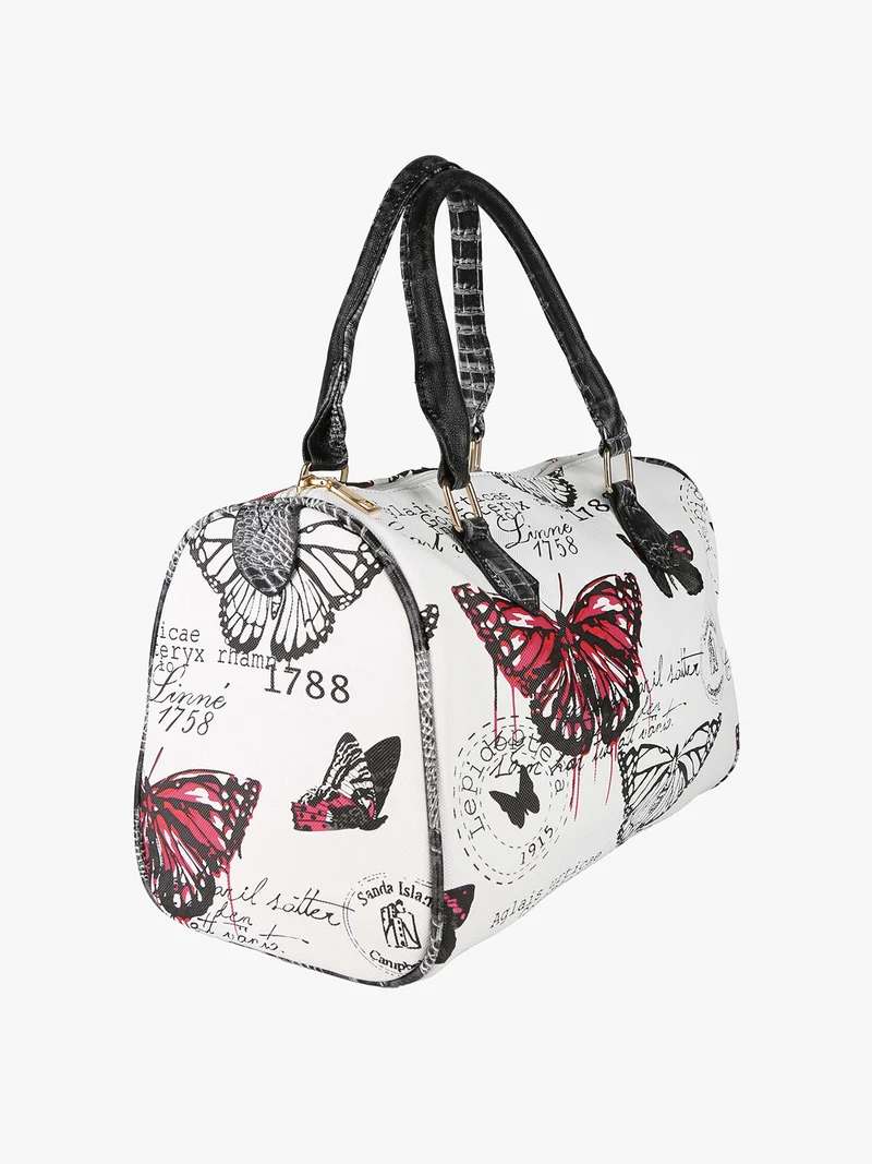 Borsa bauletto da donna con stampa farfalle - rosso