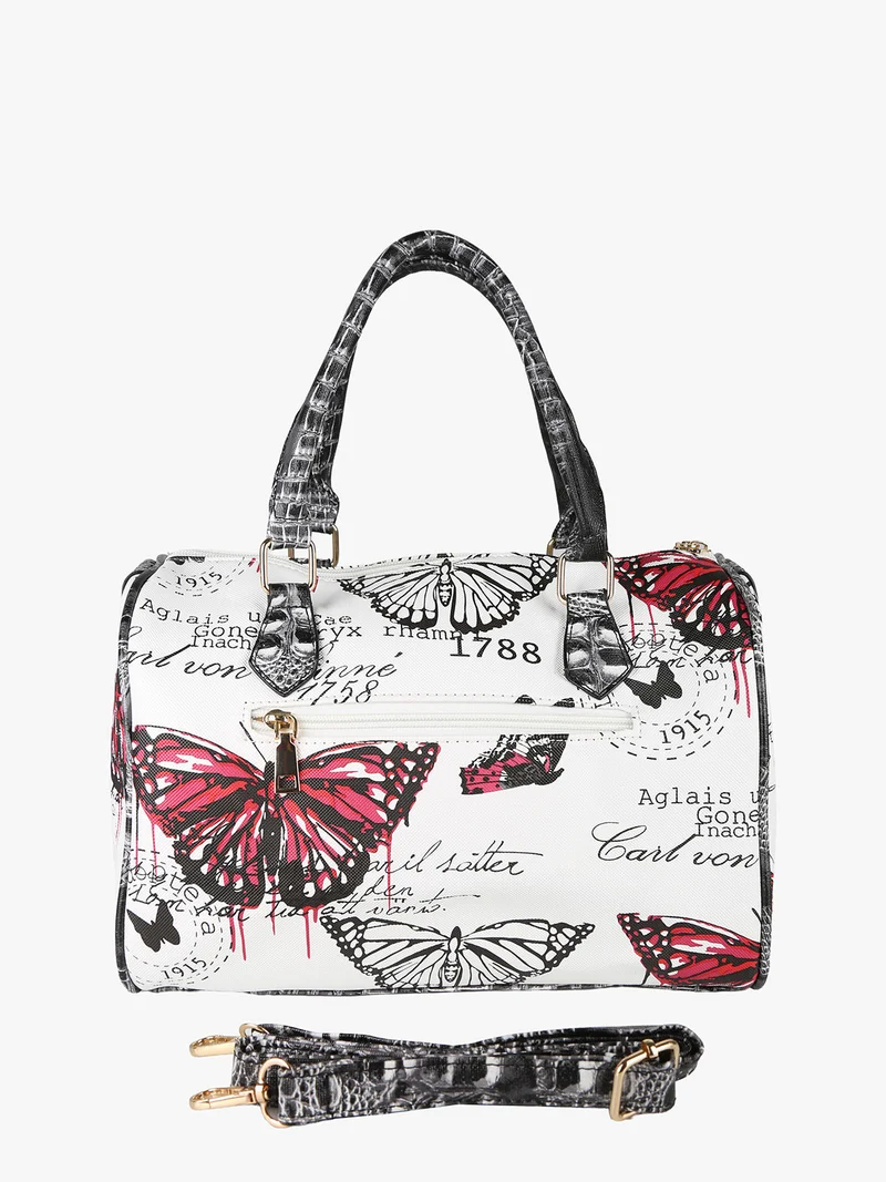 Borsa bauletto da donna con stampa farfalle - rosso
