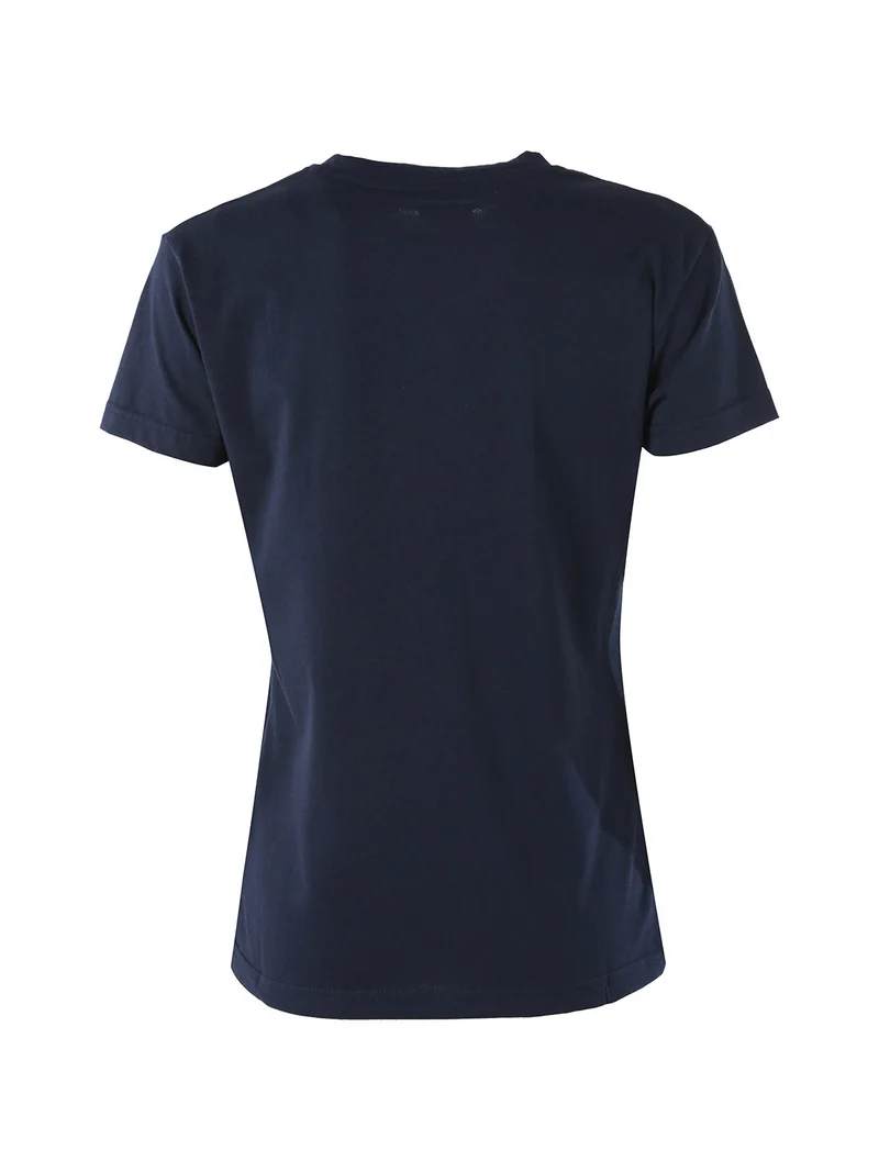 T-shirt girocollo da donna in cotone con logo - blu scuro